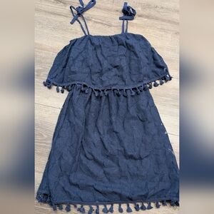 Xhilaration Dark Blue Mini Dress with Tassel Details